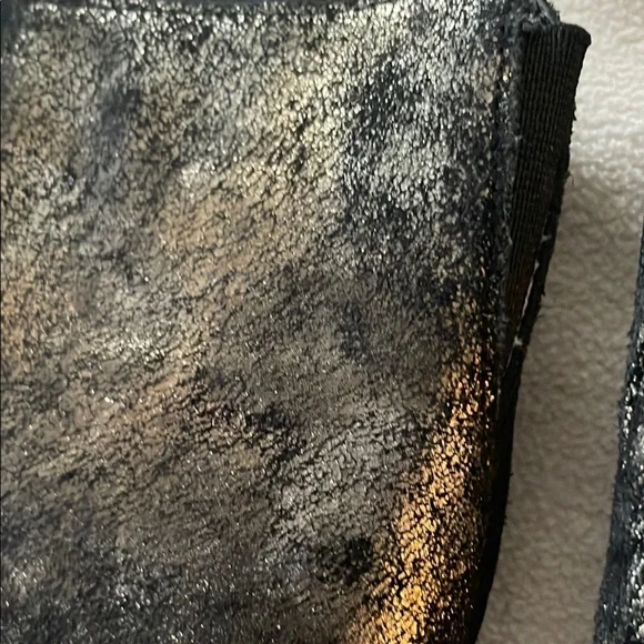 One Teaspoon Black Gold Crackled Metallic Nail Detailing Slip On Mules - Picture 5 of 15